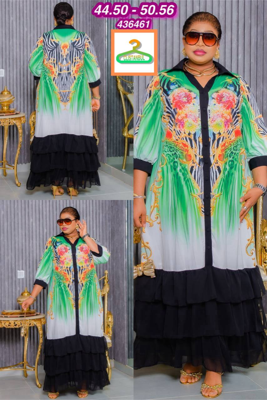 Elegant Floral Maxi Dress - Green