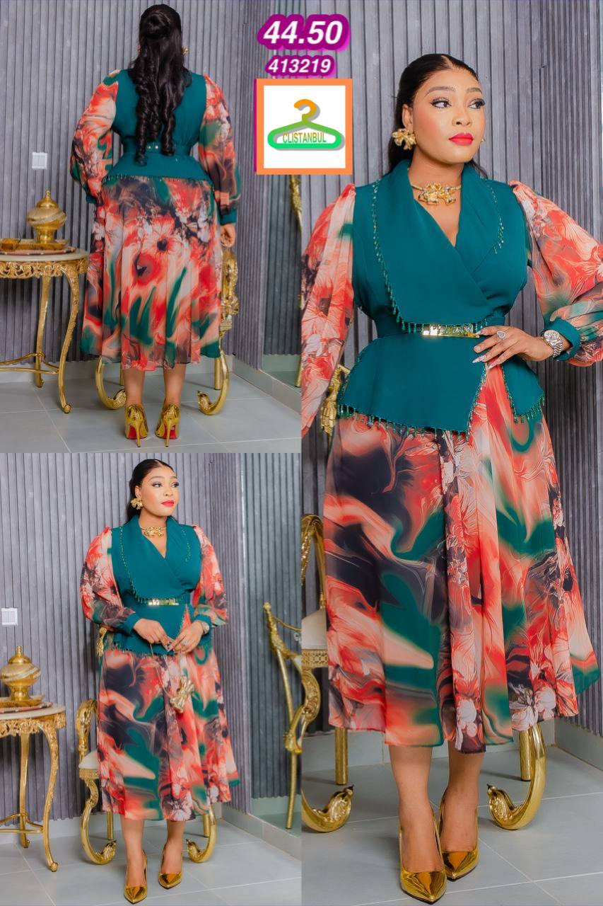 Teal Floral Wrap Dress