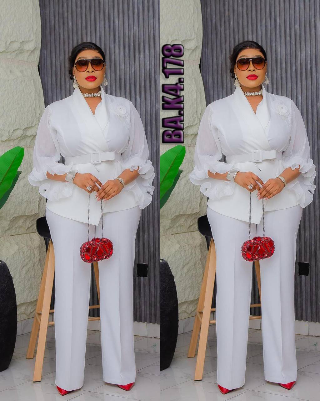 White Formal Belted Outfit